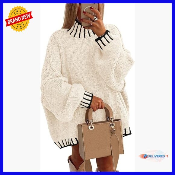 Other - Oversized Chunky Knit Pullover Sweater Long Sleeve Mock Neck Winter Top